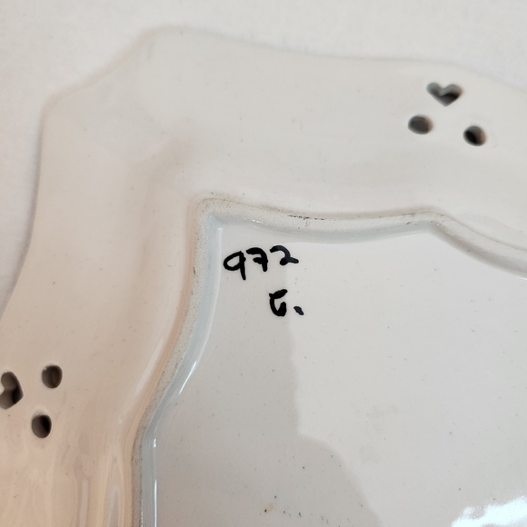 Neuwirth Pineapple square plate platter blue white perforated edge detail heart - Picture 8 of 9